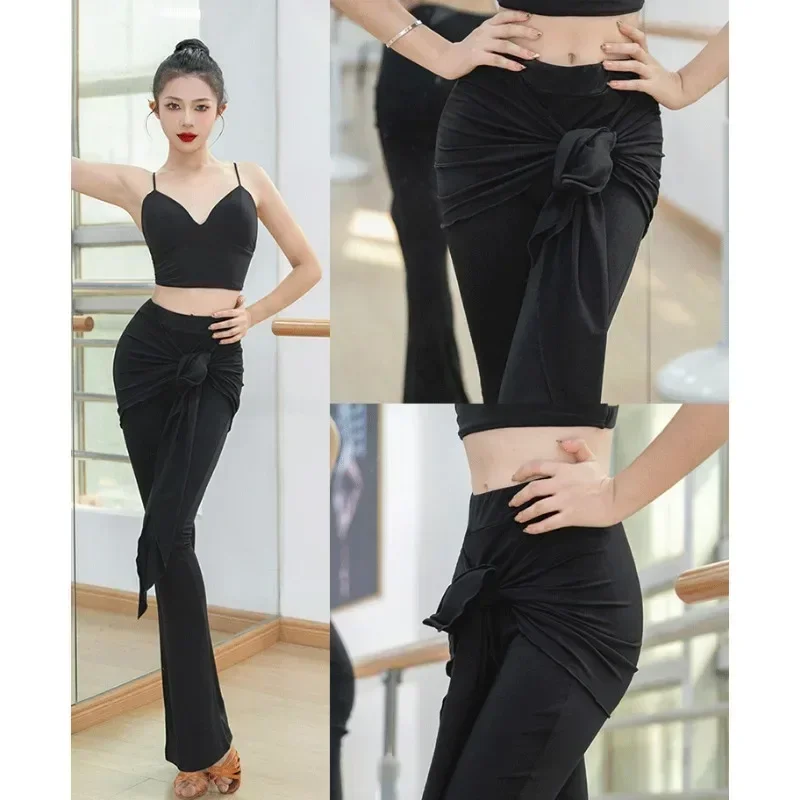 

customized ZYM same high-end flared pants with hip covering design Latin dance suit training outfit tango costume for women