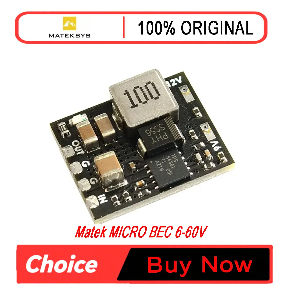 MATEK Mateksys MICRO BEC 6-60V TO 5V/9V/12V-ADJ Step-Down Regulator Module For RC Model Airplane Helicopter FPV Racing Drone