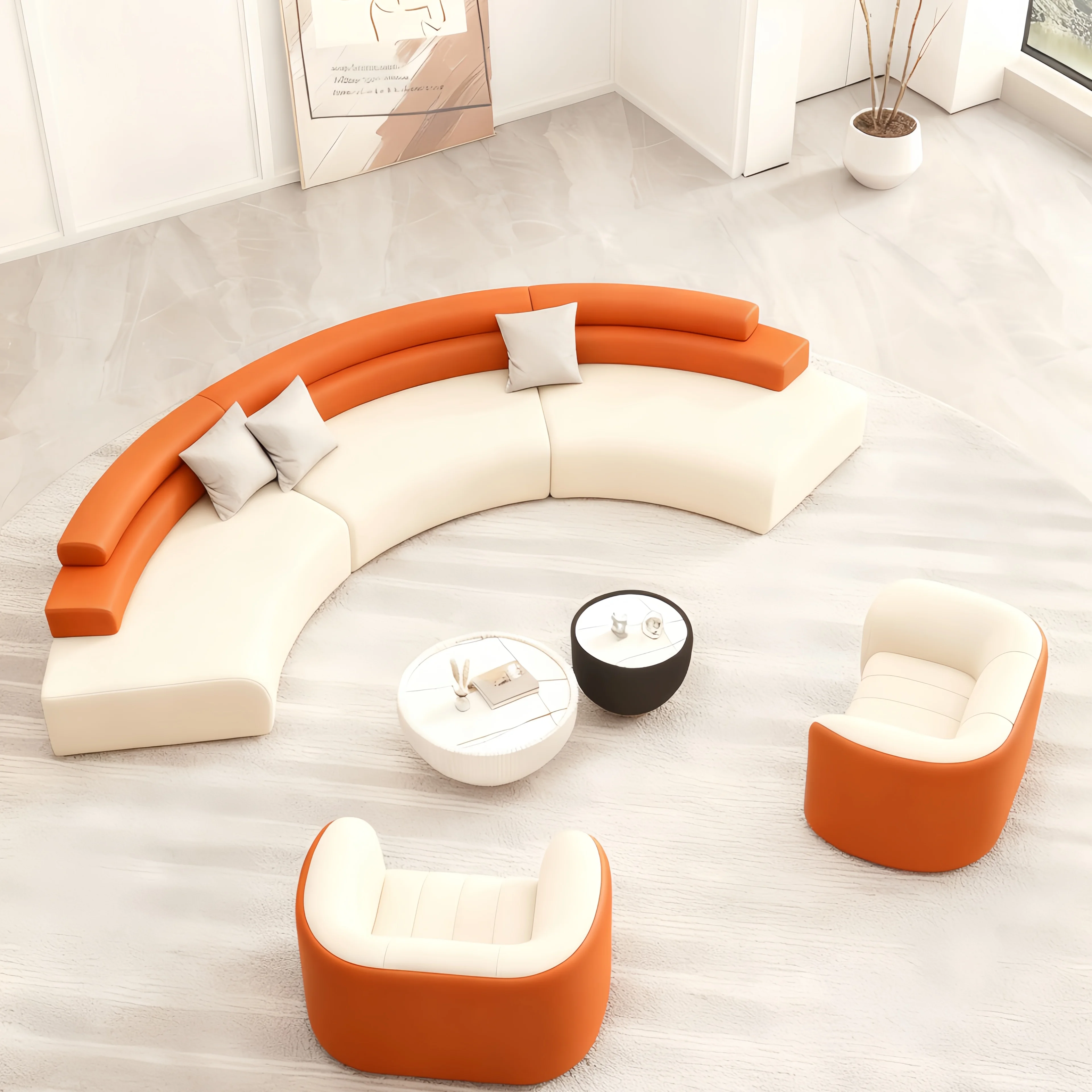 Semi-circular arc special-shaped sand reception sofa for meeting guests