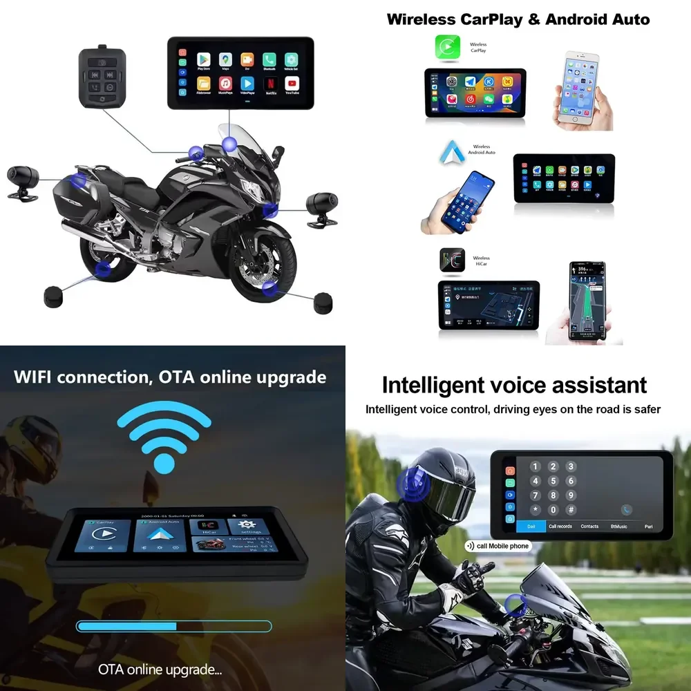 6.3 Inch Linux System Motorcycle Wireless Carplay Android Auto Navigation Dashcam Motor Touch Screen With Waterproof