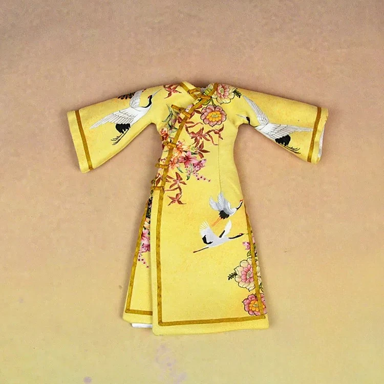 1/6 Maßstab, weibliches Cheongsam-Set im antiken Stil, klassisch, schmal geschnitten, bedruckt, Qing-Dynastie, passend für 12-Zoll-Soldaten-Actionfiguren-Körpermodelle – Detail 14