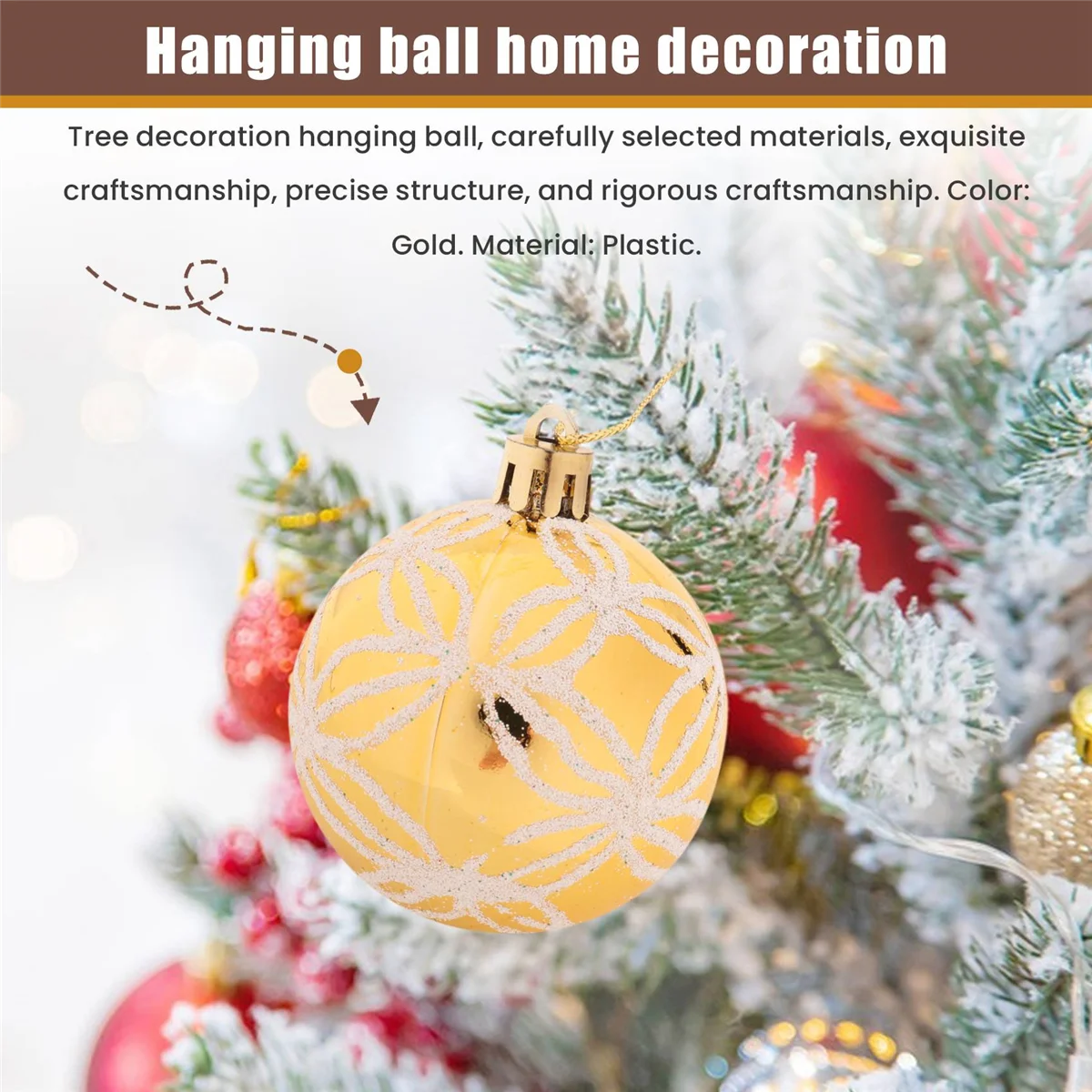 ABQR 30 pièces décor d'arbre de noël haute qualité boule d'or blanc ornement boule de fête boule suspendue pour décorations de noël à la maison