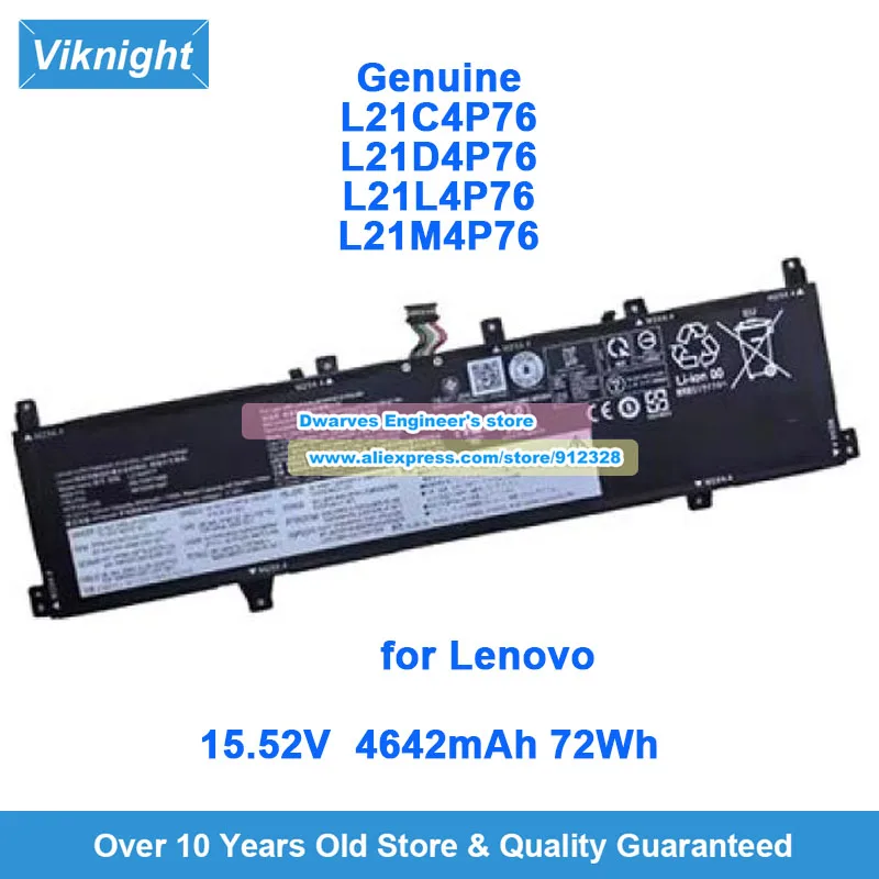 

Genuine L21D4P76 Battery 15.52V 4642mAh 72Wh for Lenovo L21C4P76 L21L4P76 L21M4P76 Rechargeable Laptop Battery L21C4P73