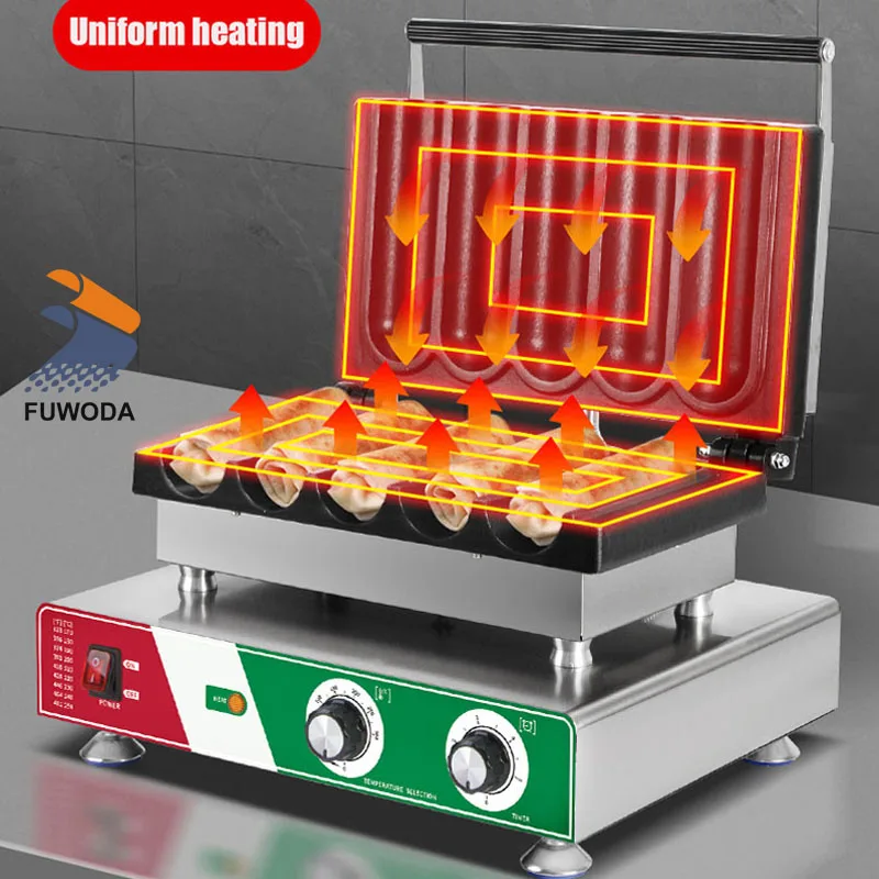 Máquina de rollo de pollo de cinco rejillas de 3000W, máquina de barbacoa y burrito, equipo de puesto de aperitivos 50-300 ℃