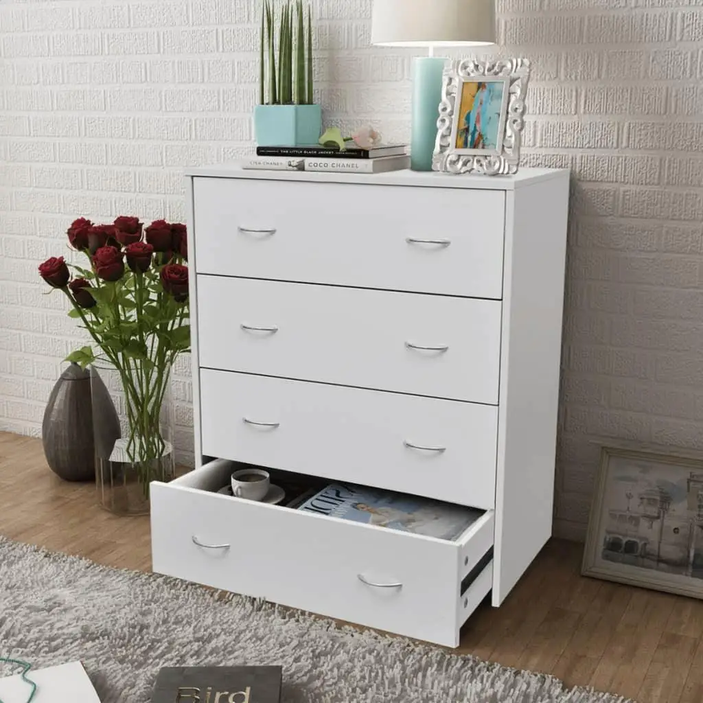 Modern White Sideboard with 4 Drawers - 60x30.5x71 cm Storage Cabinet