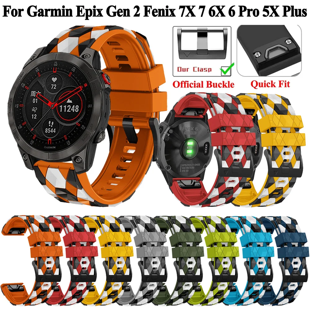 

Epix Gen 2 QuickFit Watch Straps For Garmin Fenix 7X 7 6X 6 Pro 5 5X Plus 3 HR 965 955 945 935 26mm 22mm Silicone Band Bracelets