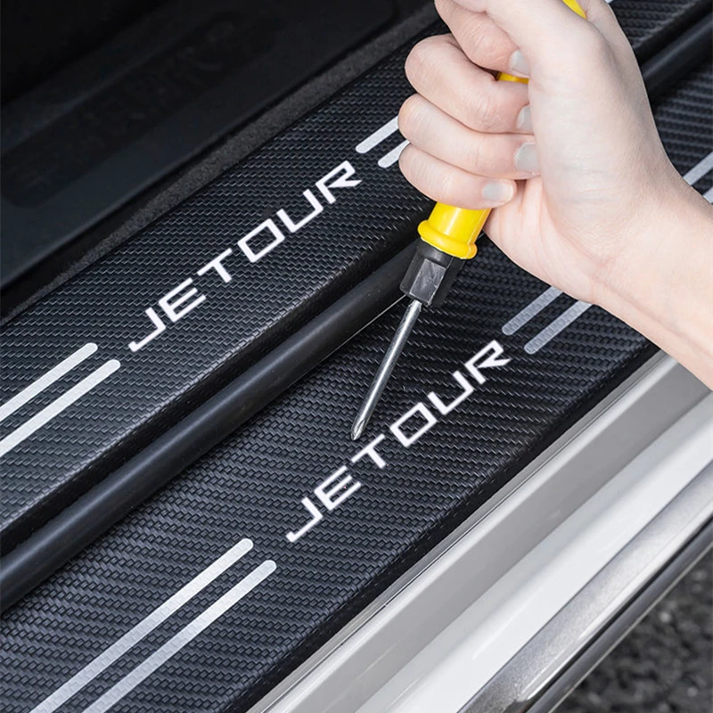 New For Chery Jetour X70 X70SM X90 X95 DASHING i-DM T2 T3c Carbon Fiber Car Door Sill Protector Stickers Decal Accessories