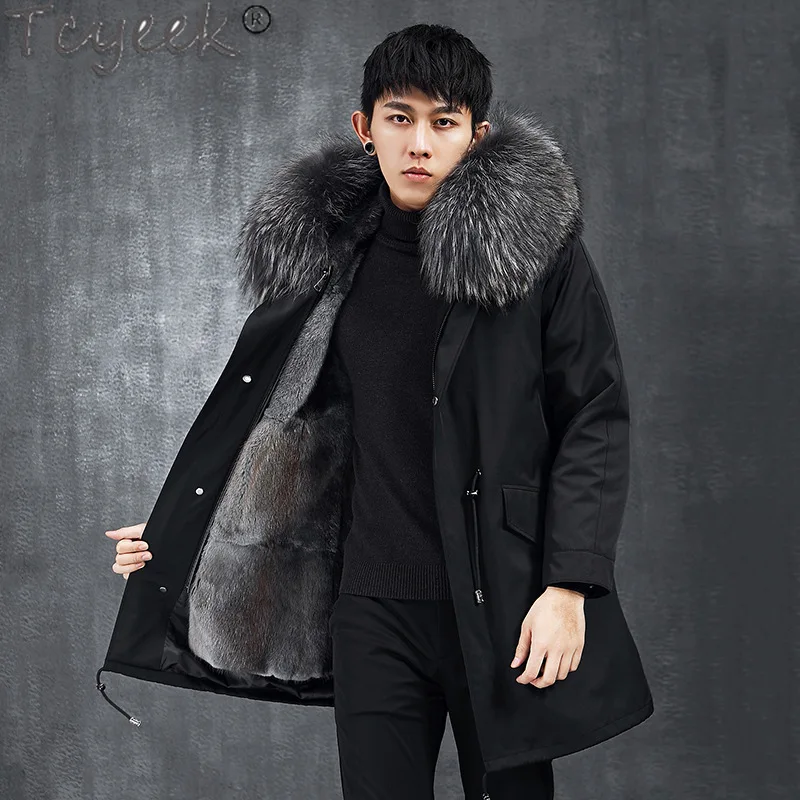 

Tcyeek 2023 Thickened Mink Fur Liner Detachable Coat Fashion Mid-long Mens Fur Parka Winter Jacket Men Clothing Chaqueta Hombre