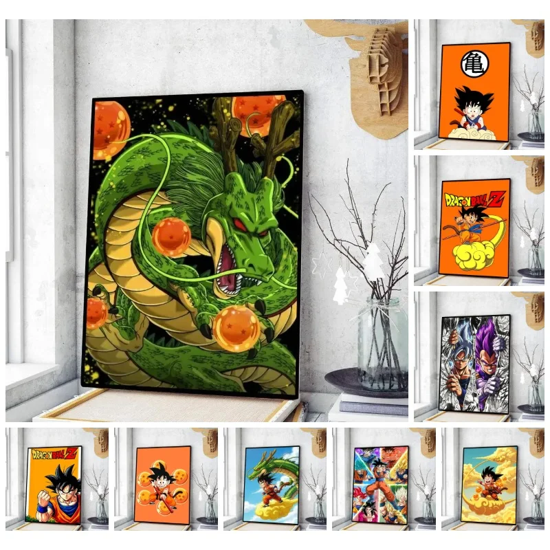 Kit de Pintura de Diamantes 5D con Diseño de Anime de Dragon Ball Z Shenron, Mosaico de Bolas de Dragón, Arte de Bordado, Decoración de Pared para el Hogar, Manualidades DIY
