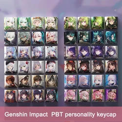 Keycap 4pcs Game Anime Characters Personality Keycap Genshin Impact PBT Sublimation R4 Cherry Profile Mechanical Keyboard Keycap