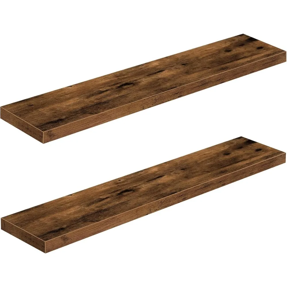 

Bathroom Shelves 48 inches Long Wall Shelf Large Extra Long 48 x 9 inch Set of 2, Rustic Brown (008-120BN)