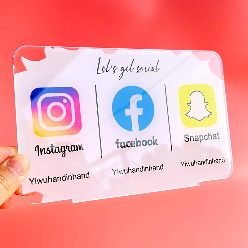 Social Sign Customized Connect 3 icons Plate Business Signs Interior Decoration Instagram Facebook Snapchat