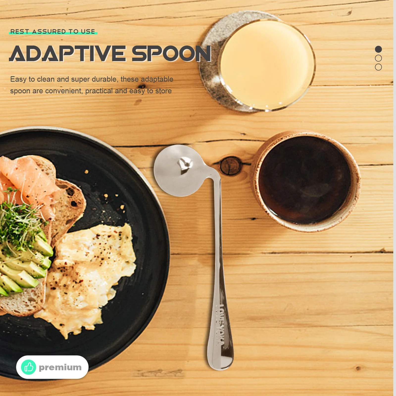 

2 шт. адаптивная ложка, посуда для пожилых людей, нескользящая износостойкая бытовая посуда, эргономичная поддержка тремры для рук, артрита