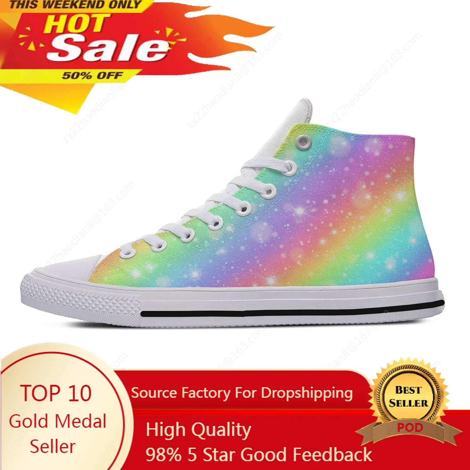 

Rainbow Glitter High Top Sneakers Mens Womens Teenager Hot Fashion Casual Shoes Canvas Running Shoes 3D Print Lightweight shoe