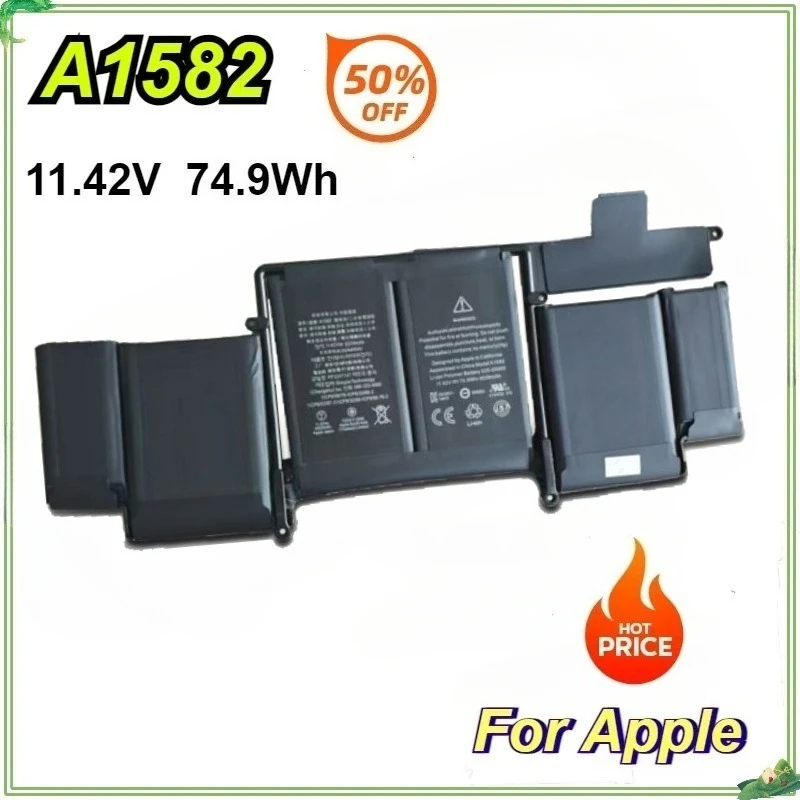 

A1582 Laptop Battery for Apple Macbook Retina A1502 13Inch 2013 2014 2015 Year Replacement Battery 11.42V 74.9Wh A1502 Bateria