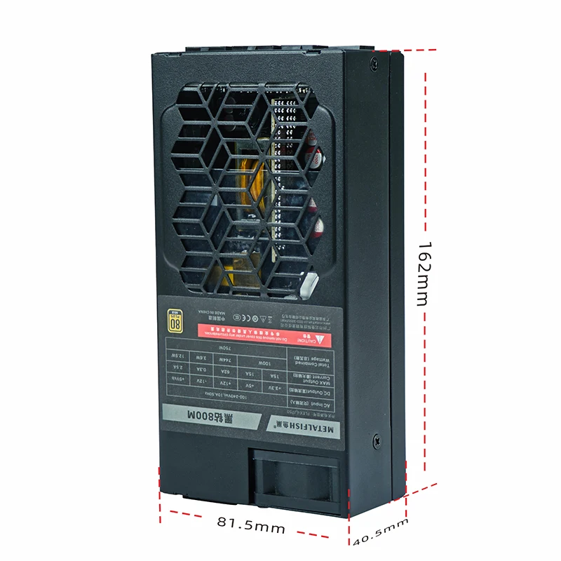 METALFISH Flex 750W 80PLUS GOLD Full Modular Power Supply 1U PSU 12V-2x6 PCIe5.1 For ITX Mini PC POS NAS GPU Dock 90~264V