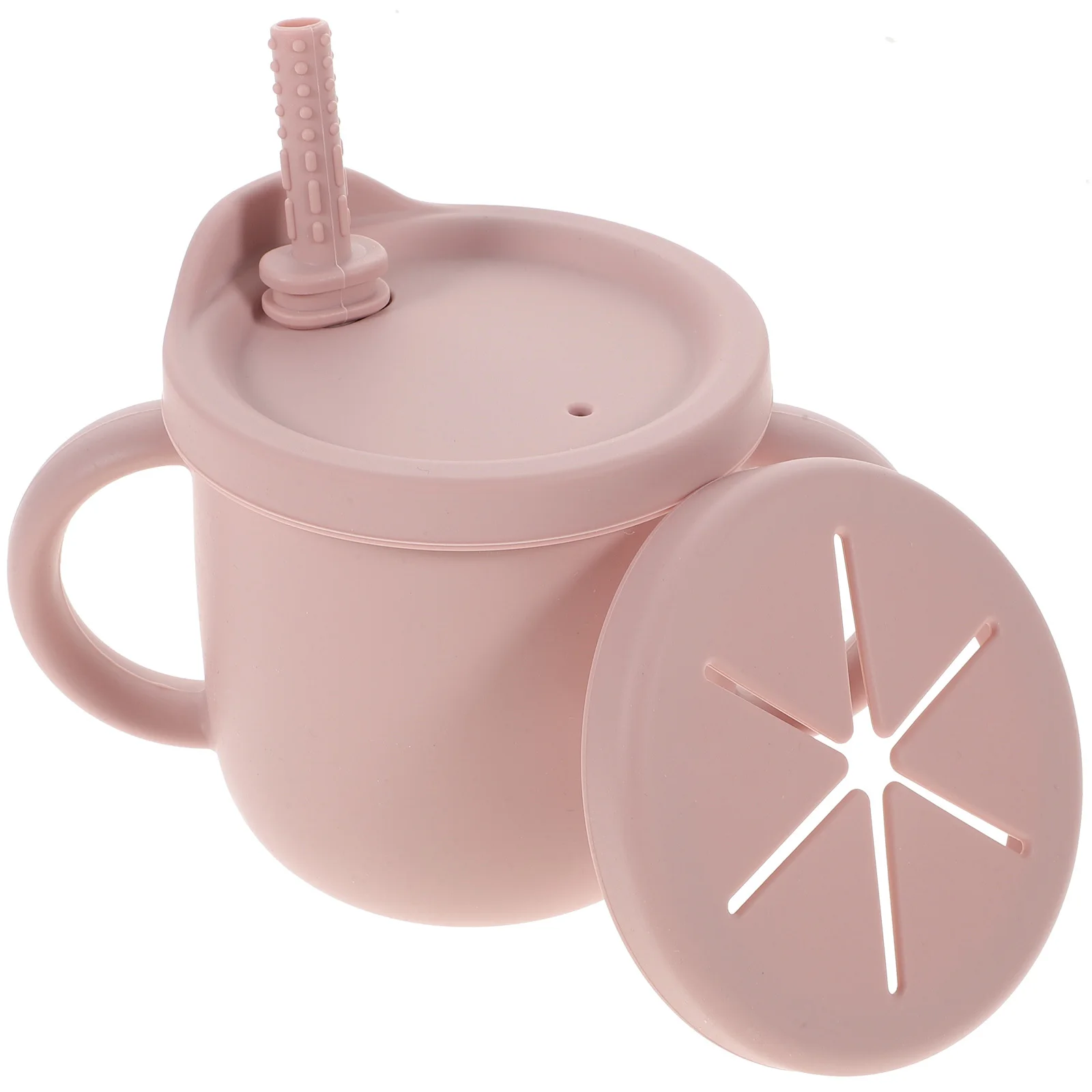 

Silicone Snack For Infants Baby Drinking Training Cup With Handles Food Grade Safe Material Ergonomic Design Lovely Lid
