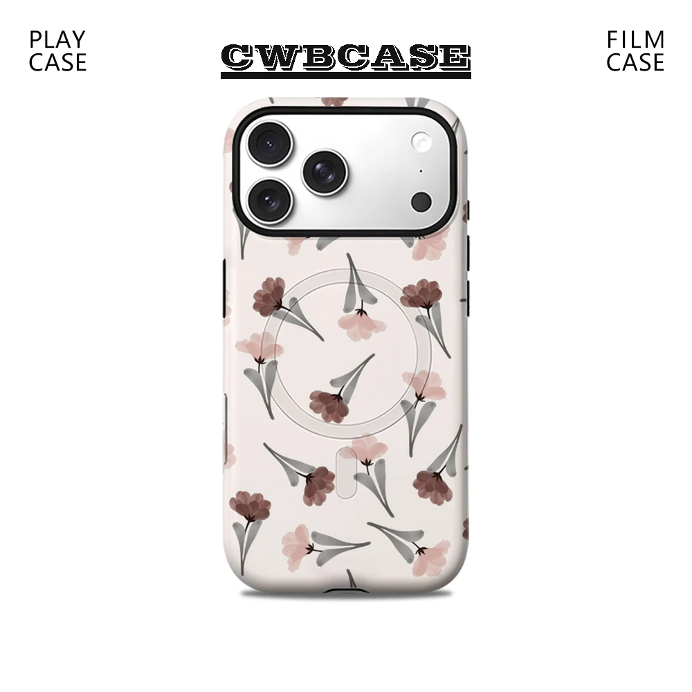 

Soft Pink Two-Tone Tulip Phone Case for IPhone 17 16 15 14 13 Pro Max Plus for Magnetic Single Double-layer Tough Case