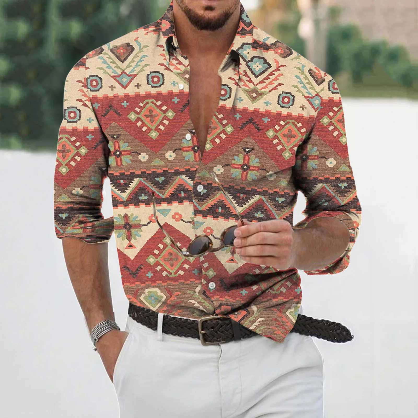 African Print Dress Shirt Men Ethnic Fashion Long Sleeve Streetwear African Shirts Mens Bazin Tribal Ethnic Clothing Chemise