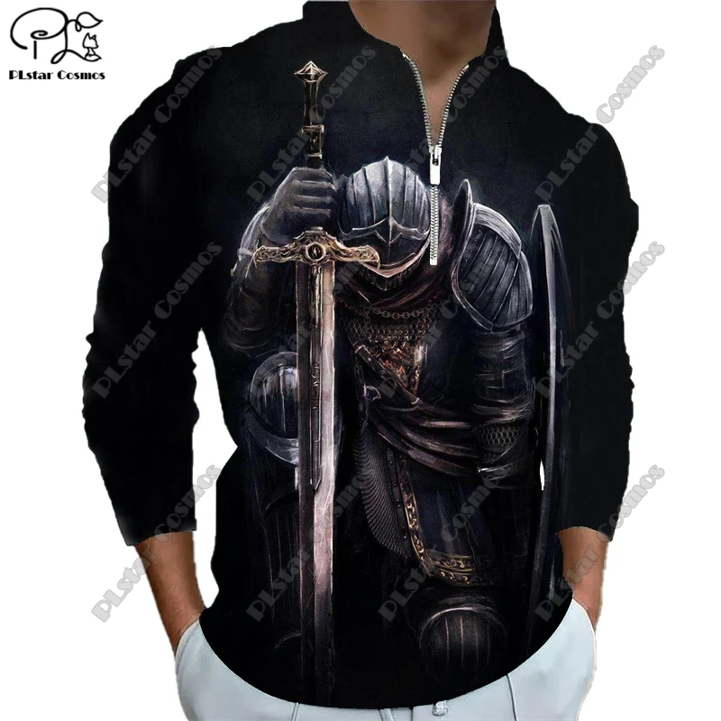 

New Long Sleeve Zipper Polo Shirt 3D Print Jesus Series Graphic Dark Color POLO Long Sleeve T Shirt Unisex Gift