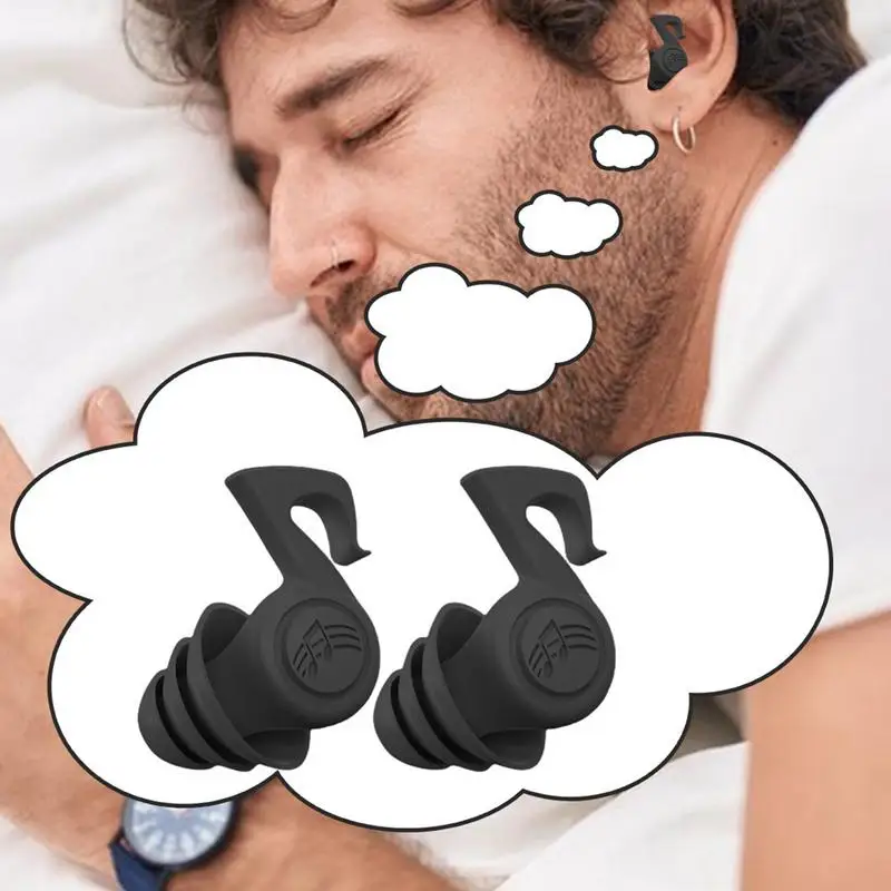 Tampões auriculares de silicone reutilizáveis, proteção auditiva, super macio, tampões auriculares de alta decibel, eficaz, lavável, 3 camadas