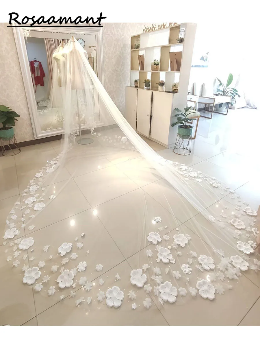 2023  Bridal Veil Long Floral Wedding Veils