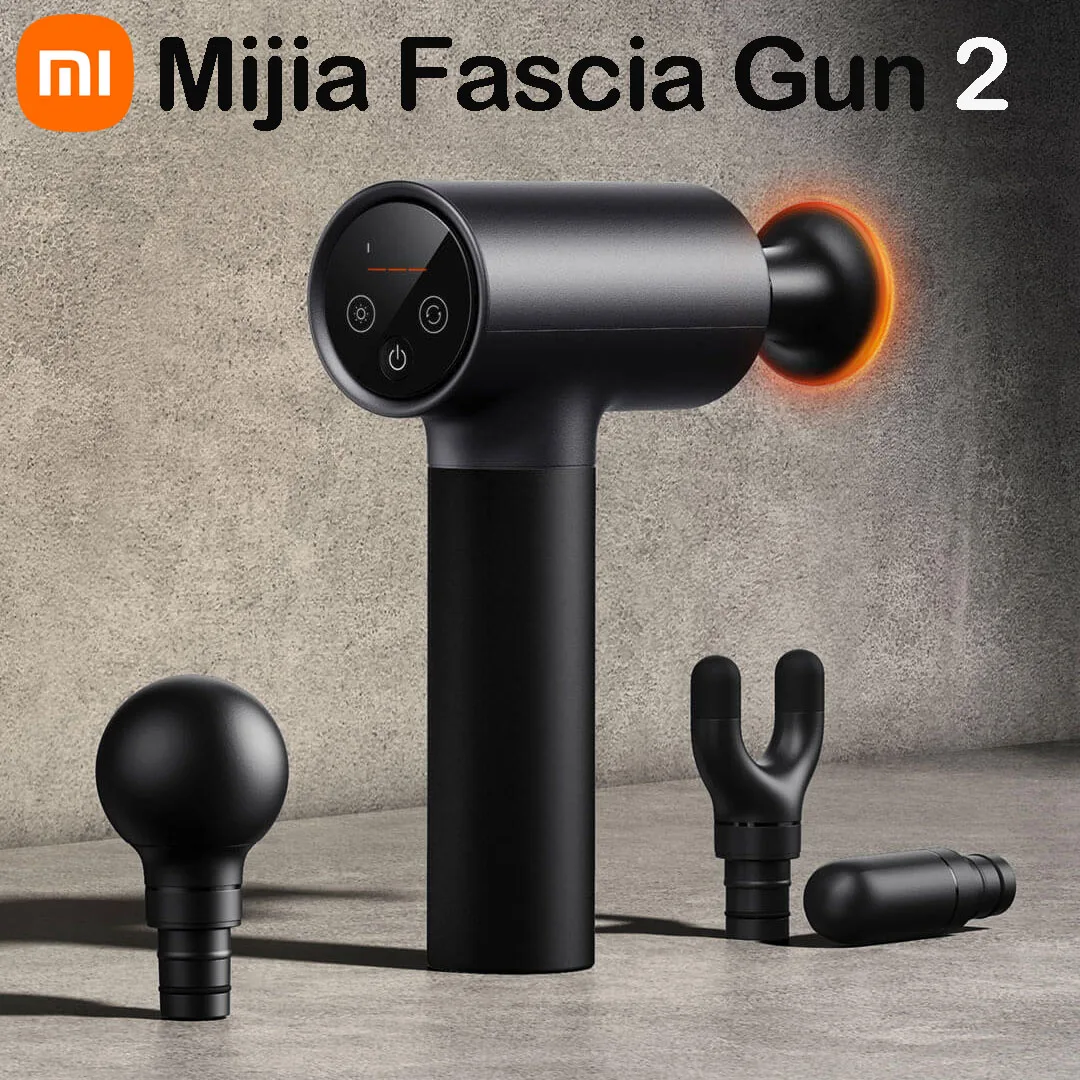 

Пистолет XIAOMI Mijia Fascia Gun 2 для массажа мышц, бесщеточный двигатель с низким уровнем шума, сенсорный экран, 3-е передаточное устройство для горячего компресса, расслабления мышц