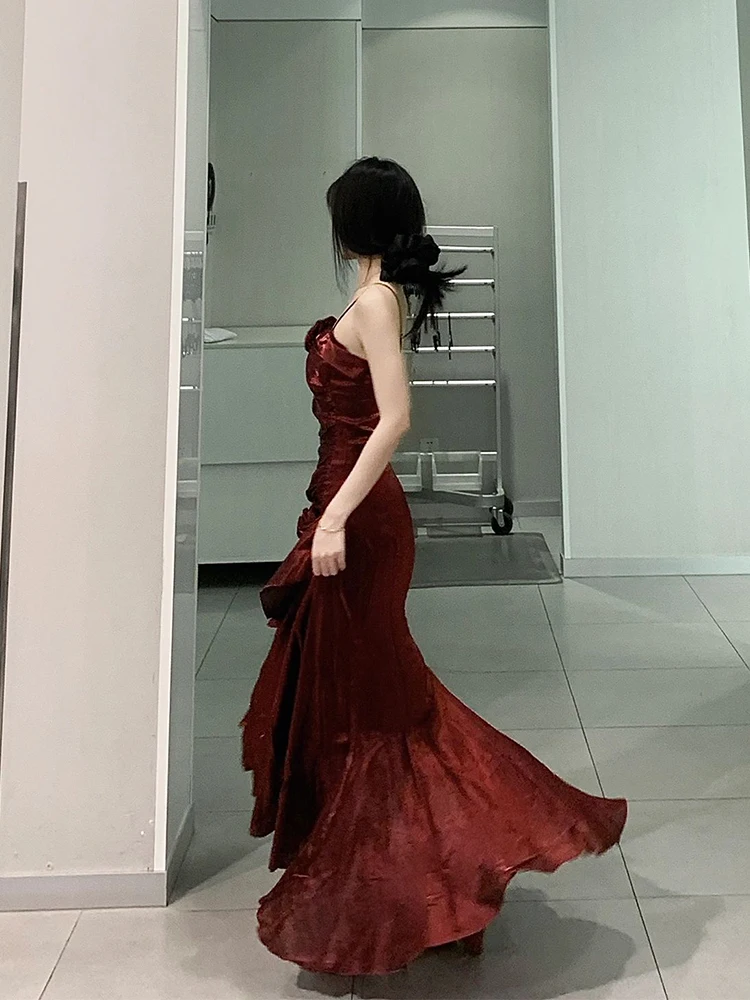 Red Fi Tail Dr Luxury Ele Wedding Dr الاحتفال بعيد الميلاد Dr Toast Dr حفل الكبار Dr ثوب مسائي طويل