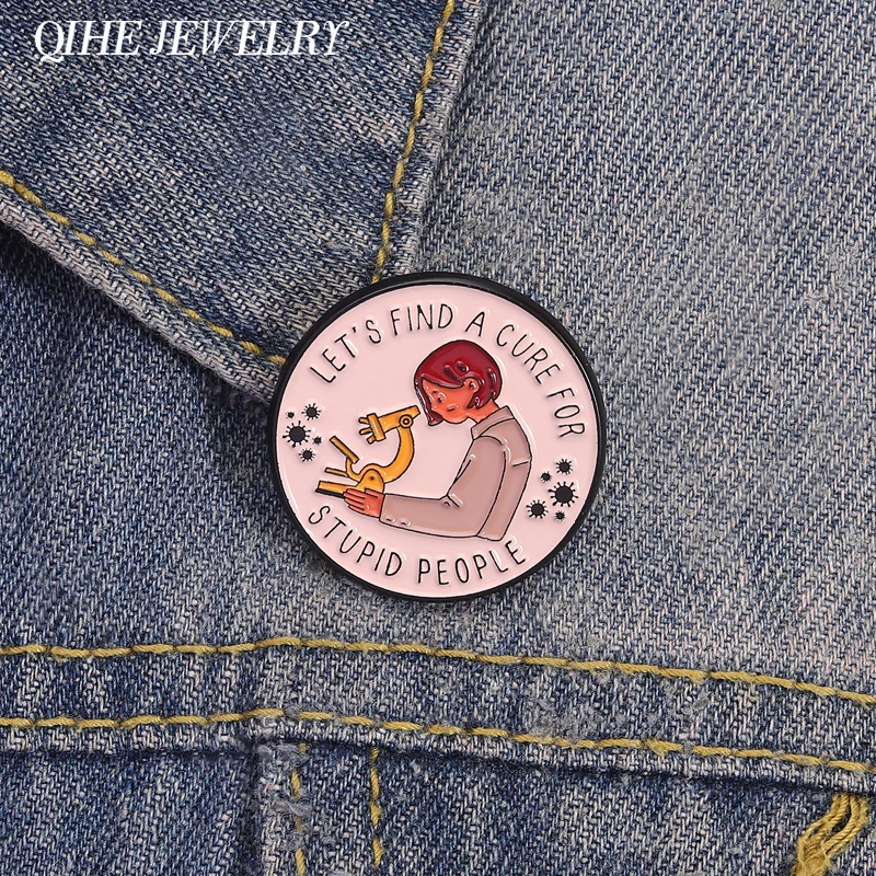 دعونا نجد علاج للأغبياء المينا دبابيس بروش مختبر المجهر عالم دبابيس سترة شارة التلبيب الفكاهة مجوهرات هدية