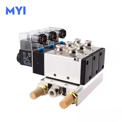 4V210-08 5 Way 2 Position Magnetic Manifold Valve Group Set Pneumatic Electric Solenoid Valves Control Air Gas