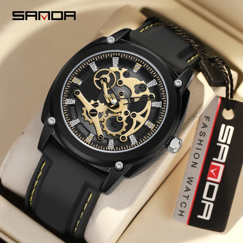 

Sanda 3235 New Electronic Quartz Watch Fashionable and Trendy Silicone Cool Waterproof and Shockproof Watch