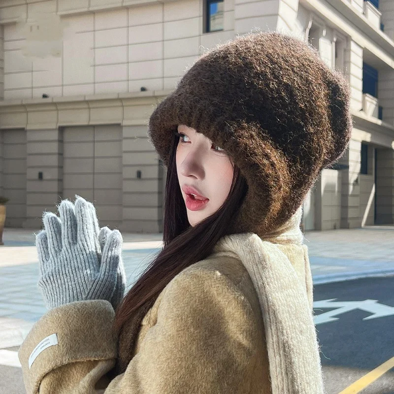 Y2K Winter Knitted Beanies Christams Women Warm Woolen Japanese