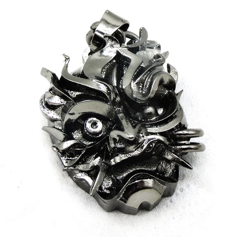 Samurai Mask Medallion Pendant Necklace 32*25mm Wizard School Monster Hunter Wild 3D Punk Black Games Chains Necklace view 5