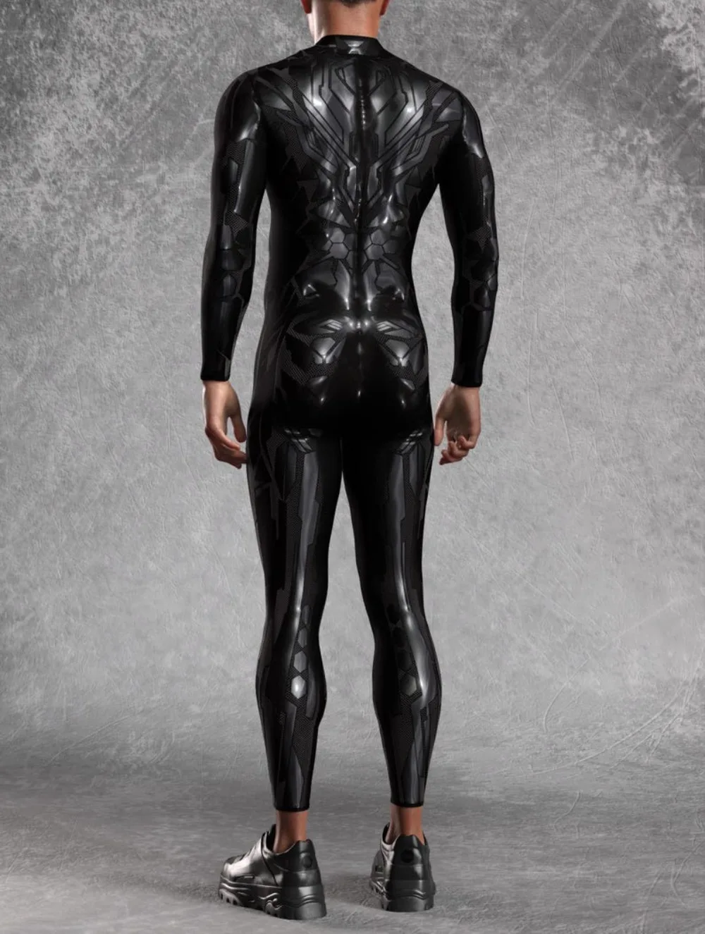 بدلة رجالية ميكانيكية سوداء مدرعة بدلة تنكرية مطبوعة على شكل فاسق أزياء الهالوين Steampunk المقاتلة Zentai بدلة أداء للحفلات رومبير