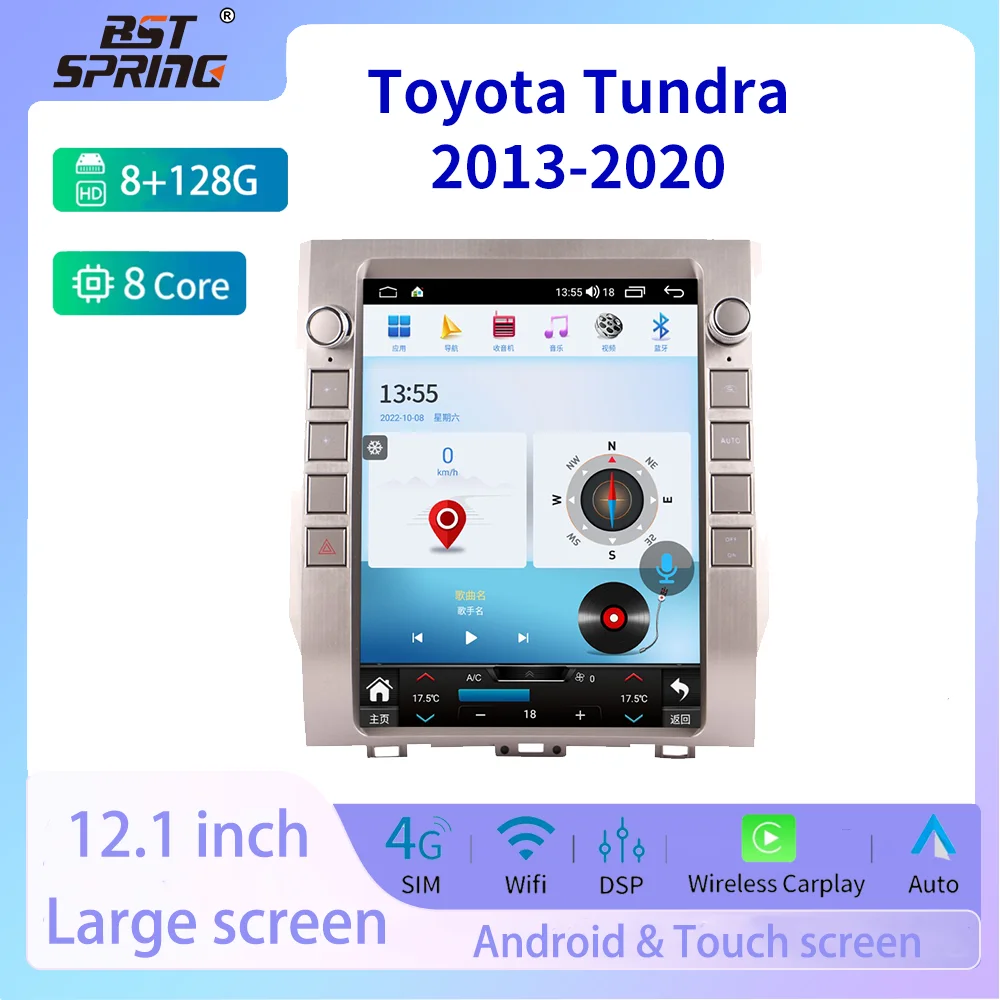 

Screen Radio Coche With Bluetooth Android For Toyota Tundra 2013-2020 Car GPS Navigation Automotive Multimedia