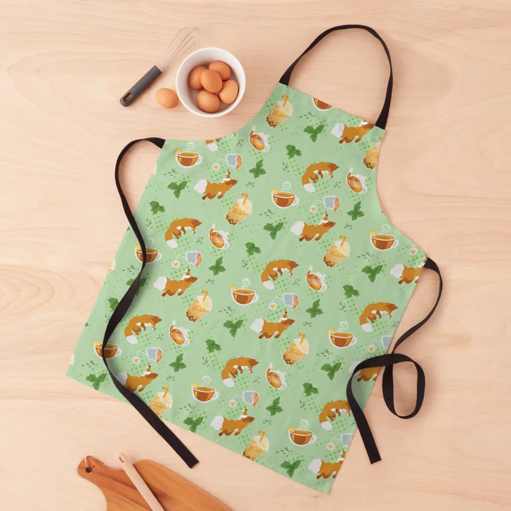 

Green Tea Fox Apron Kitchen Things And For Home Aprons For Cooking Women Kitchen'S Apron