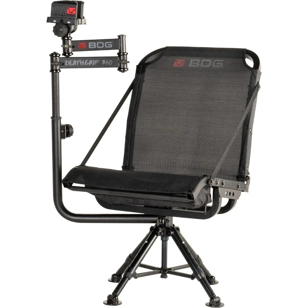 Lightweight Aluminum Construction, 4 Extendable Legs, DeathGrip Universal Gun Rest, 360 Adjustable Pivoting Seat