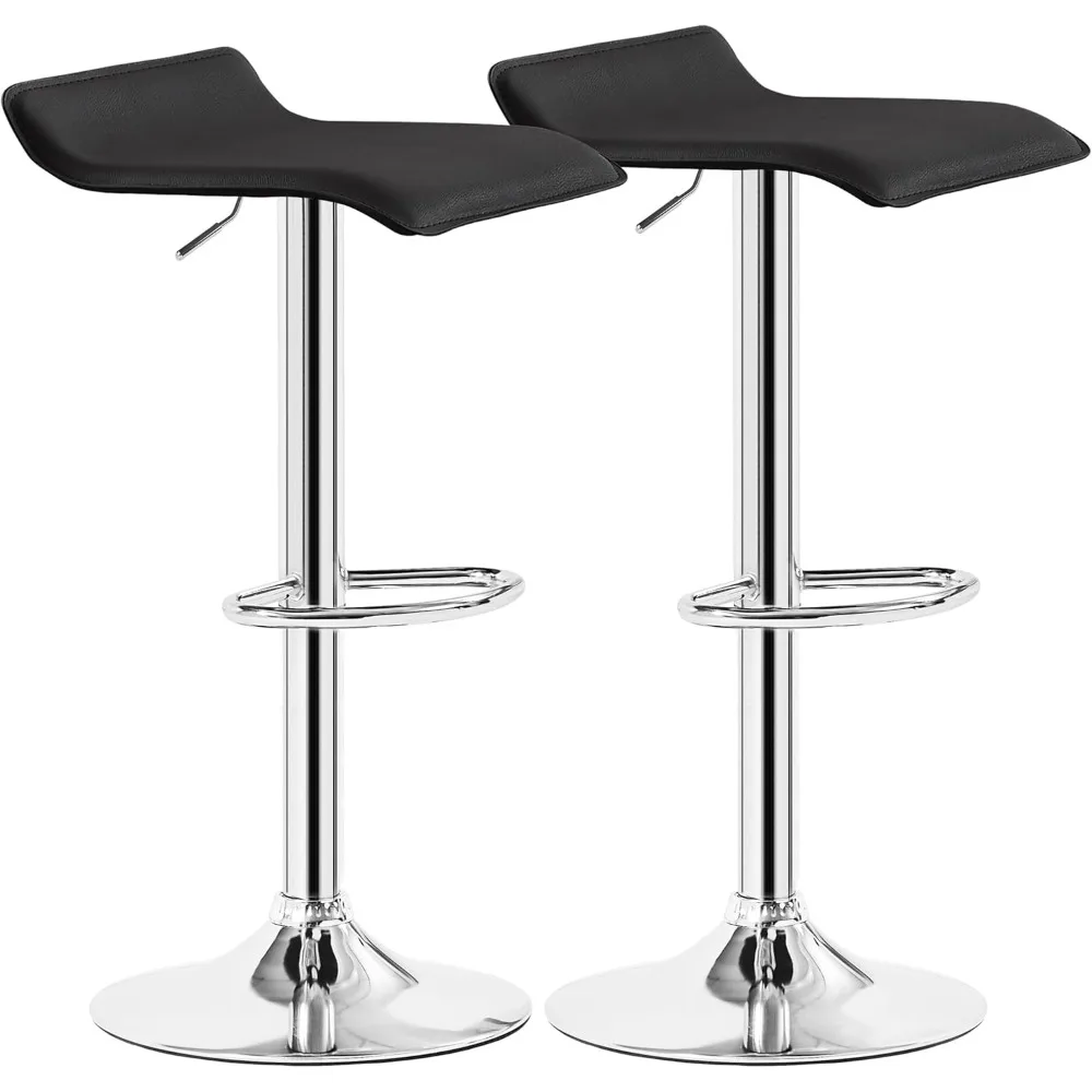 

Set of 2 Counter Bar Stools – Swivel Design with Adjustable Height, Modern PVC-Upholstered Barstools for Kitchen, Bar & More