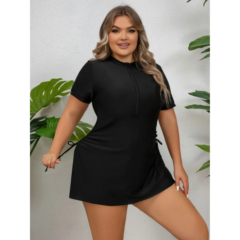 Damski plus Size dwuczęściowy strój kąpielowy plus-Size dwuczęściowy strój kąpielowy sznurek strój kąpielowy majtki suwak Tankini damskie