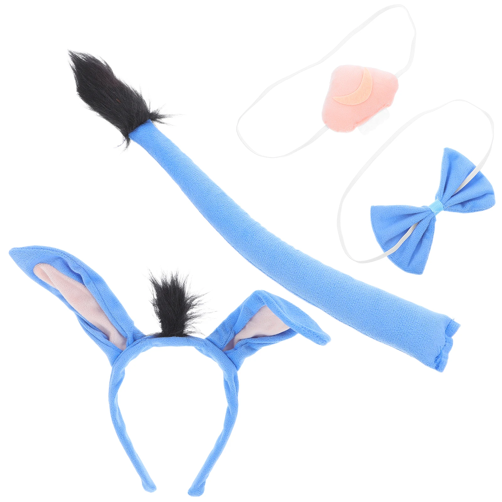 

1 set Donkey Costume Set Animal Clothing Accessories Ears Headbands Tail Nose Band Party DIY Decor Farm Themed Cosplay Halloween