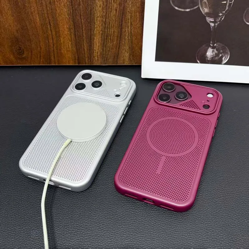 Étui de téléphone magnétique anti-vibrations et dissipateur de chaleur compatible avec iPhone 18 Pro Max 13 14 15 16 17 Pro, compatible MagSafe