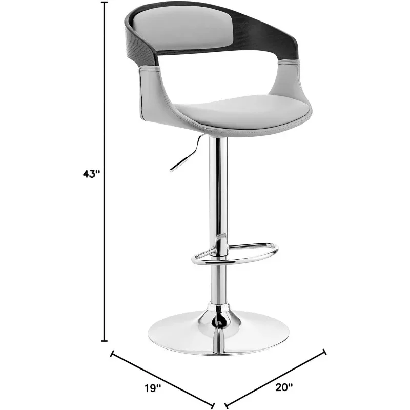 Sgabello da Bar moderno imbottito e cromato in metallo/compensato/ecopelle grigio