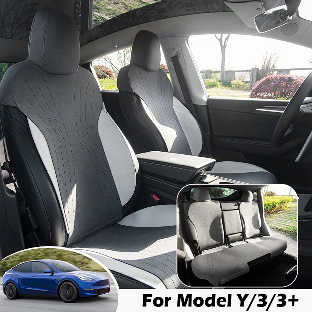 Car Special Suede Seat Cushion For Tesla Model Y Model 3 Highland 5 Seat Interior Cover All Weather Protection Leather Pad