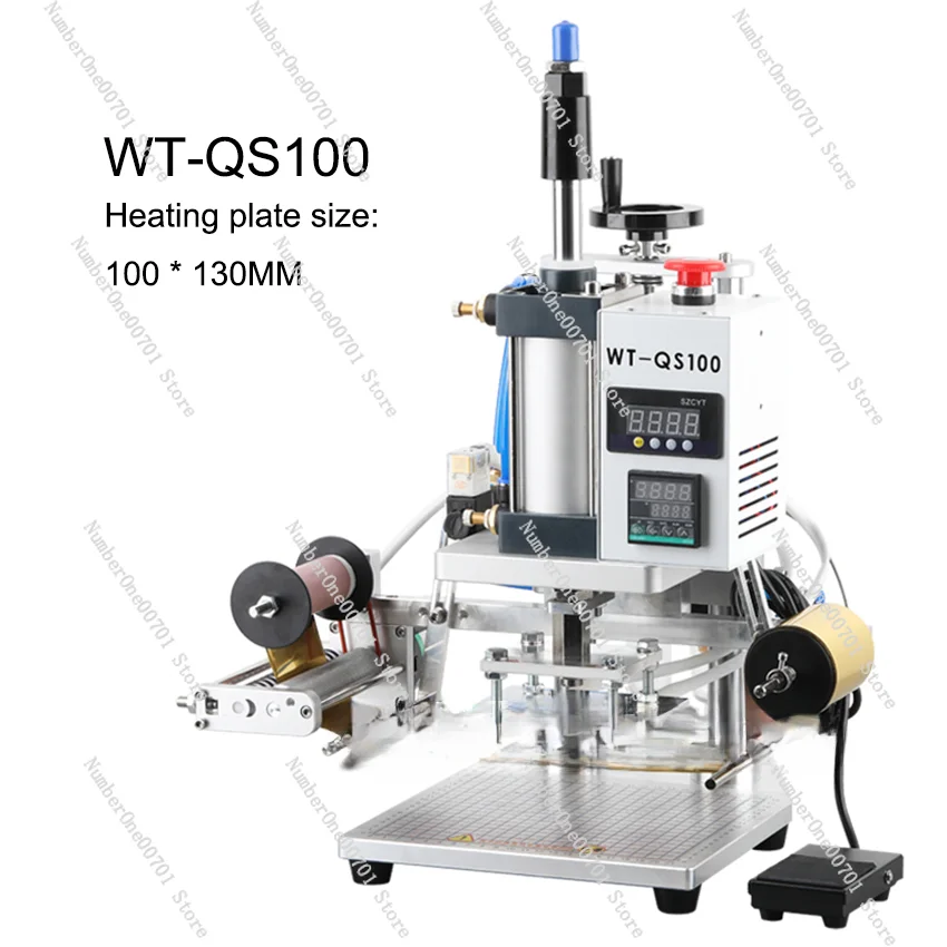 WT-Q100/ WT-QS100 Pneumatic Hot Foil Stamping Machine Desktop Leather Stamping Hot Press Embossers Heat Press Machine 220V/110V