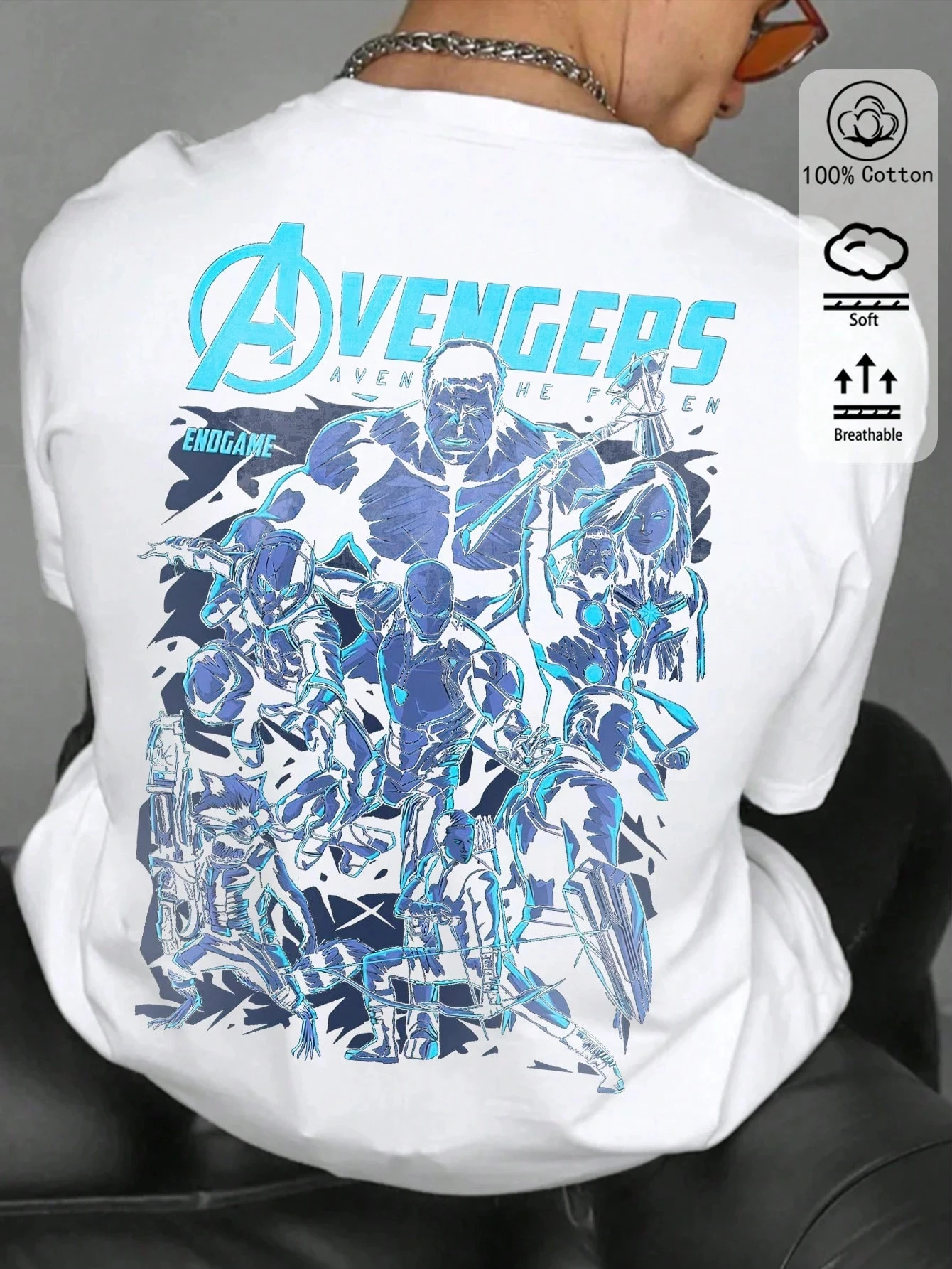 

Marvel Cotton Men's Knitted Shirt, Avengers Print, College Style Spring/Summer Sportswear for Men,