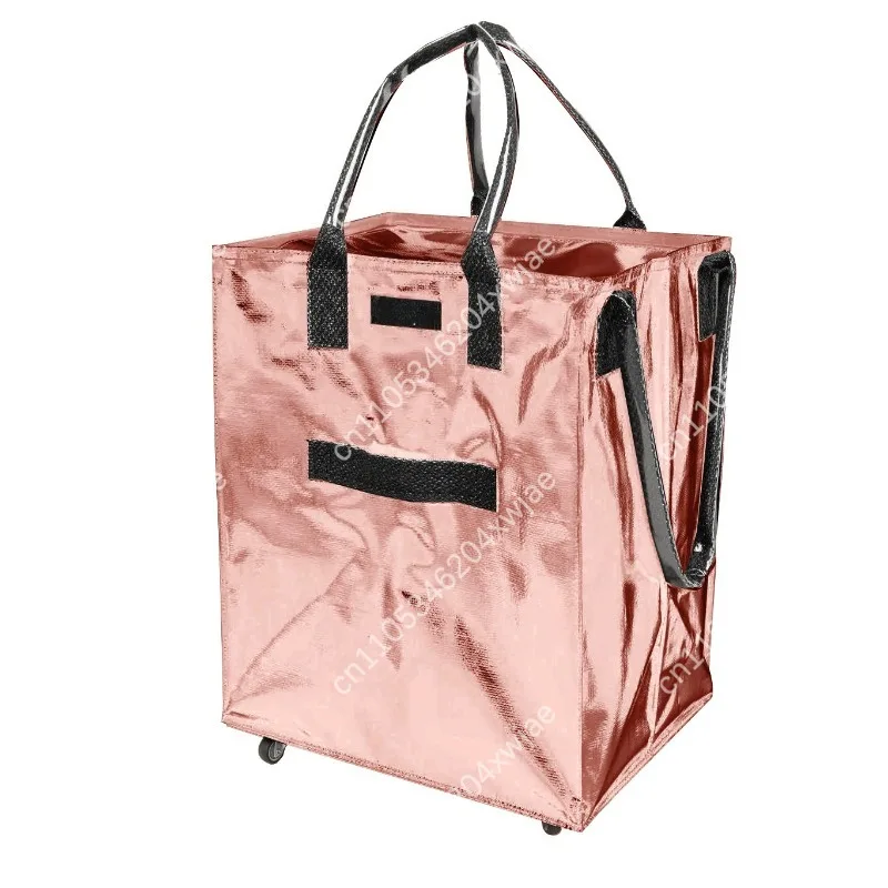 Collapsible Travel Luggage Cart Bag, Heavy Duty Water-Resistant Folding Trolley with Wheels for Storage and Outdoor Use