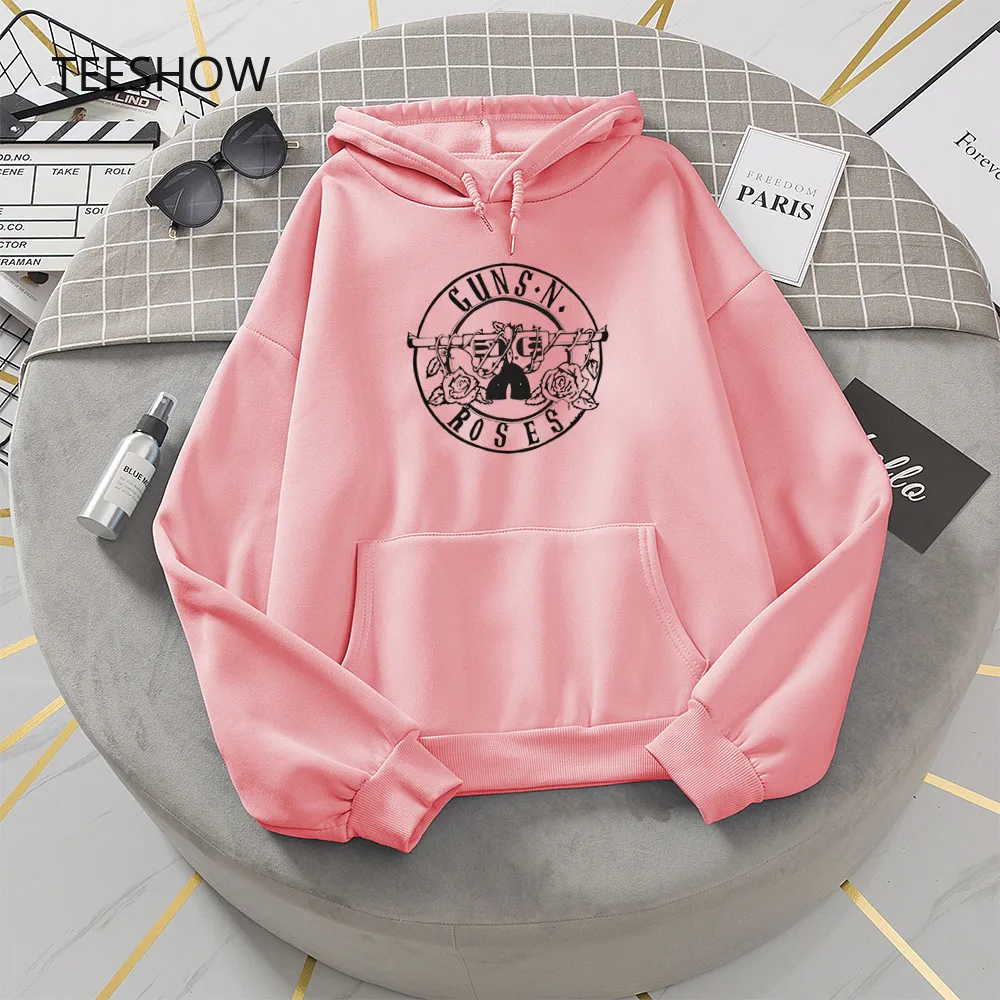 

Gothic Guns'N Roses Women Hoodies Sweatshirt Print Grunge Hoody Goth Punk Unisex Hoodie Streetwear Pink Tops Fashion Clothes