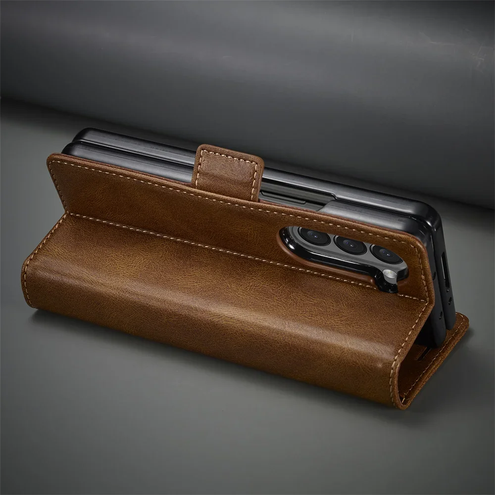 Leather Wallet Phone Case For Samsung Galaxy Z Fold 7 6 5 4 3 Fold7 Fold6 Fold5 5G Cover with RFID Blocking Credit Card Holder view 5
