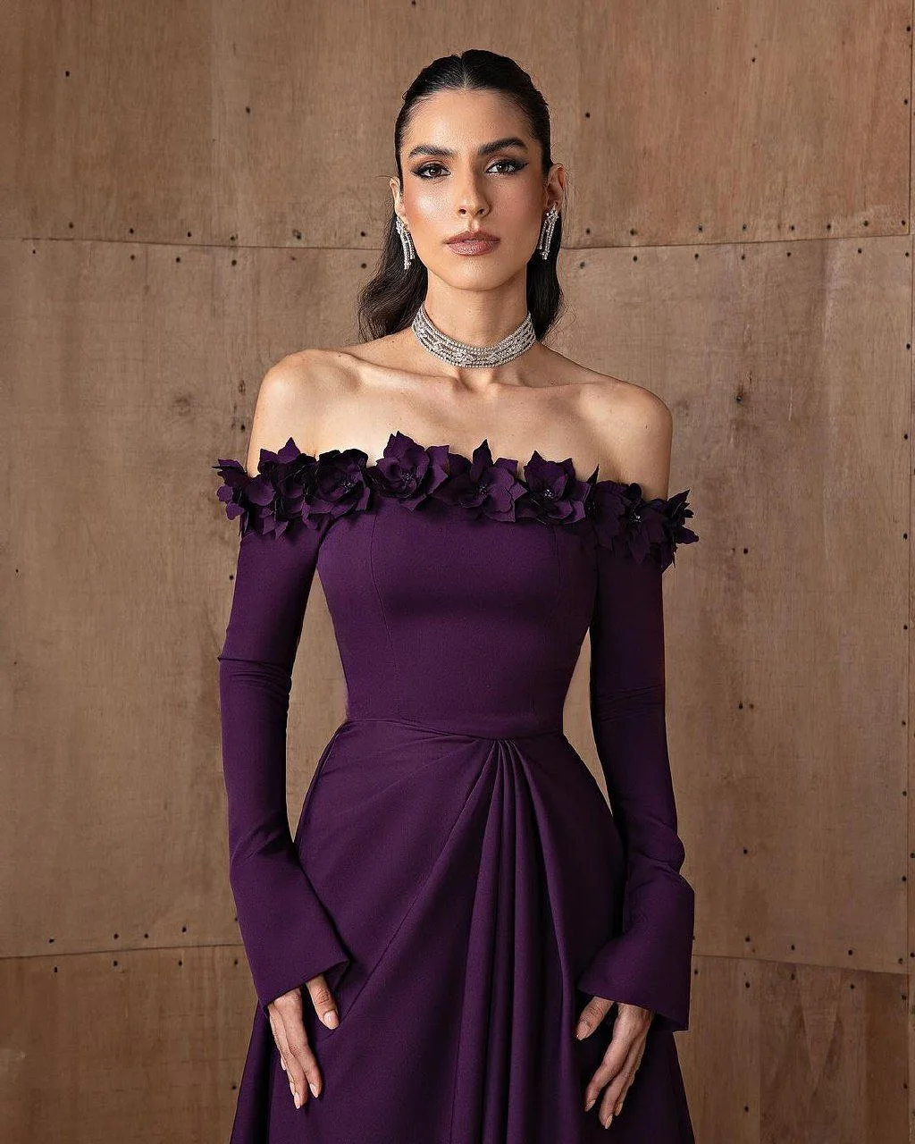 Вечернее платье из джерси с вырезом лодочкой по индивидуальному заказу, с открытыми плечами и длинными рукавами, платья для выпускного вечера с аппликациями и кристаллами, вечерние платья со шлейфом