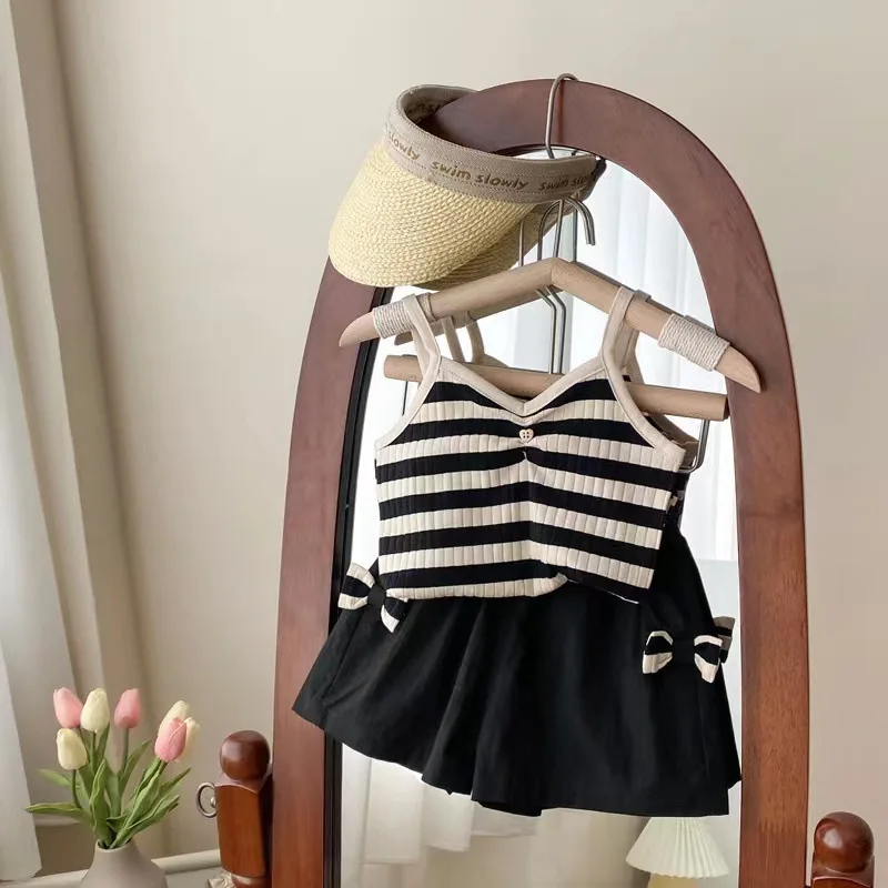 

Girls' Suit Summer New Children's Western Style Fashion Camisole Baby Girls' Summer Shorts Two-Piece Set